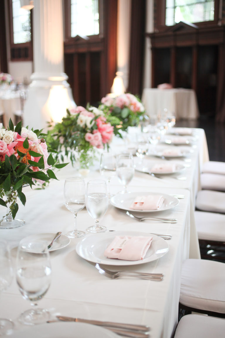 pink and white tablescape