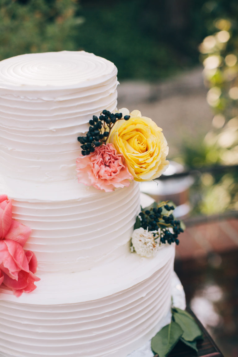 cake with fresh flowers