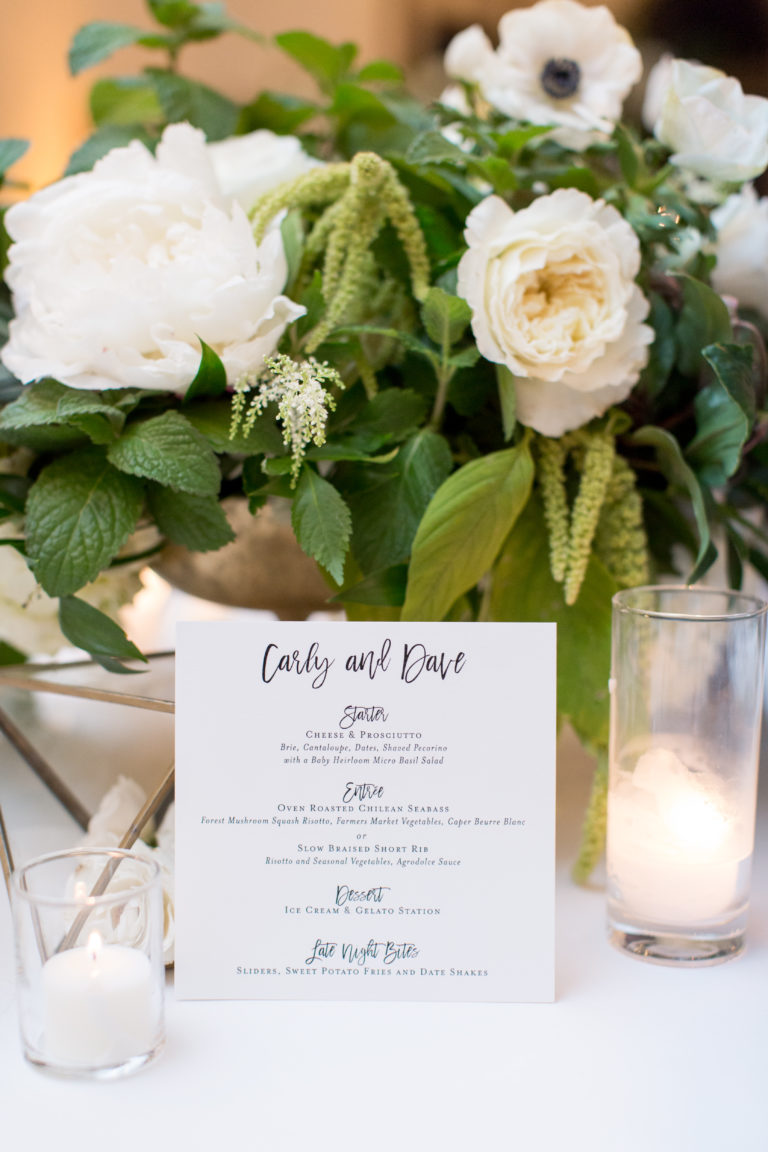 menu with florals