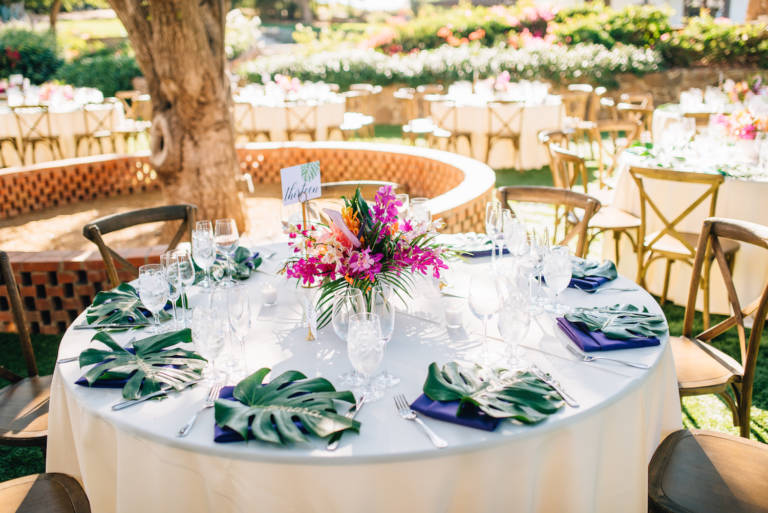 tropical wedding tablescape