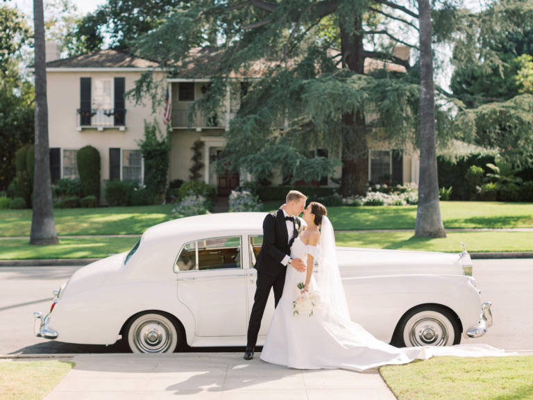 wedding with vintage car