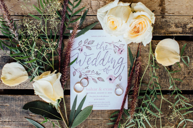 wedding invitation with florals