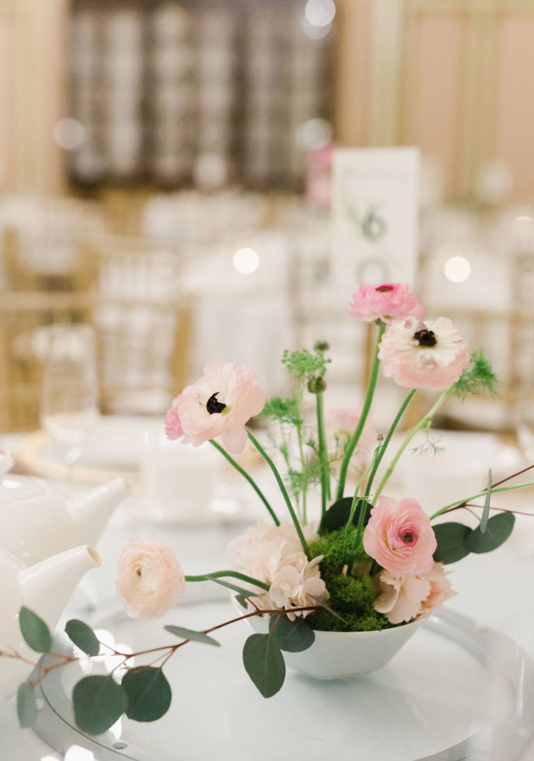 Wedding Table Setup Pink Flowers