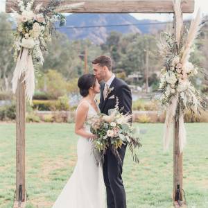 rustic outdoor wedding altar